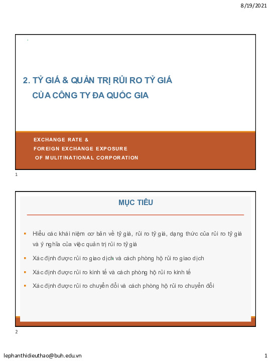 tcctdqg_chuong 2 tỷ giá và quản trị rủi ro tỷ giá của ctđqg.pdf-Thư viện tài liệu, giáo trình, bài giảng, bài tập lớn, đề thi online  môn học Tài Chính Công Ty Đa Quốc Gia  Đại Học Ngân Hàng TP.HCM